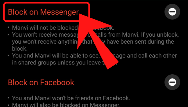 Click on block on messenger