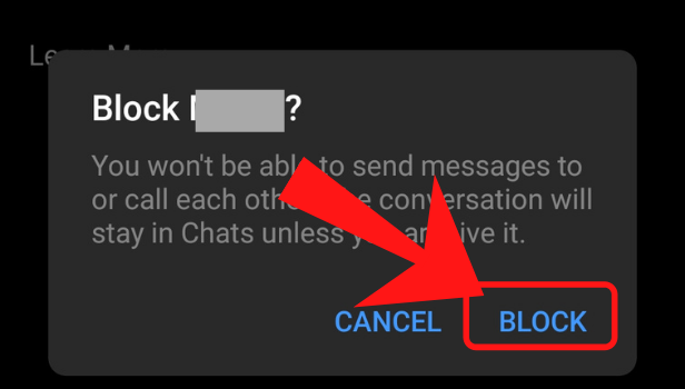 Tap block and the contact will be blocked from messenger