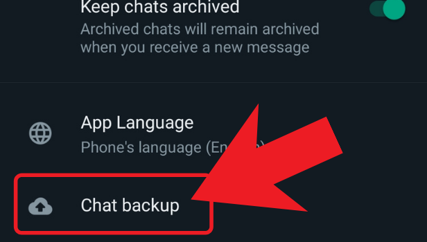 Tap on chat backup