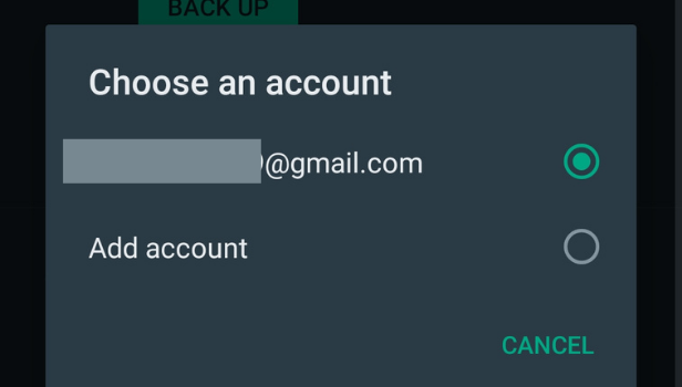 Choose from your accounts to create backup